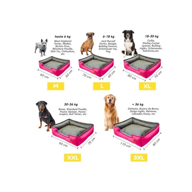 Cama-para-Mascota-Talla-XL-80x70cm-Perro-Gato-Antialergenica-|-Fuxia-con-plomo