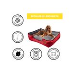 Cama-para-Mascota-Talla-XL-80x70cm-Perro-Gato-Antialergenica-|-Rojo-con-plomo