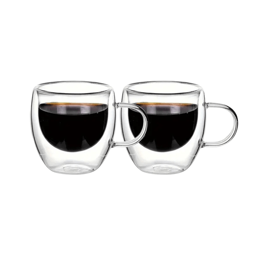 Set de 2 Tazas Expresso Doble Pared de Vidrio 100 ml