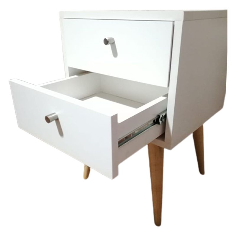 Velador-Vintage-Mesa-De-Noche-En-Madera-Con-Cajones-en-Blanco