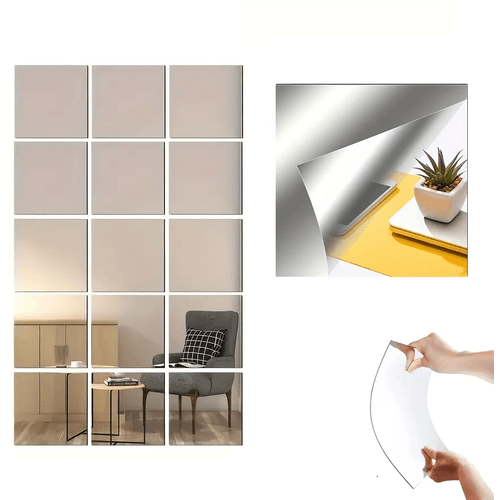 Espejo adhesivo de pared cuadrado 1 pcs