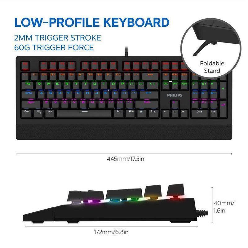 Teclado-Mecanico-Philips-para-juegos-SPK8403