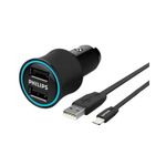 Cargador-Philips-para-auto-dual-con-cable-USB-a-USB-C-DLP2553U---Negro