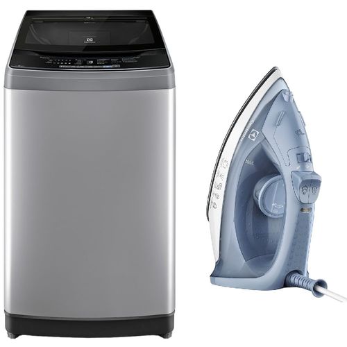 Combo: Lavadora Carga Superior 13kg Premium Care Gris (EWIW13F2USVG) + Plancha a vapor y seco Efficient (ESI10) Electrolux