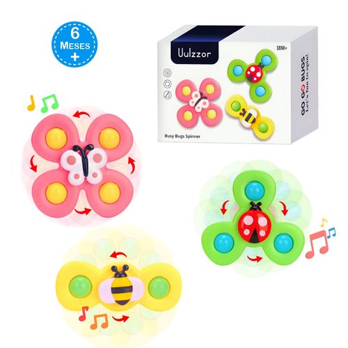 Set de 3 Spinners o Juguetes Giratorios Sonajeros para Bebés