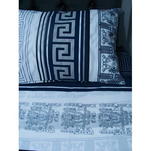 INTERIOTEX CUBRECAMA DE VERANO 144  HILOS BRAMANTE  50% ALGODÓN ESTAMPADO CUADROS TRIBAL MISTICO 2 P