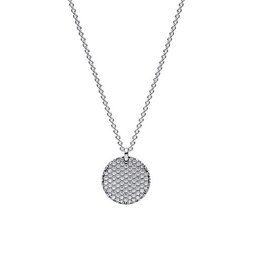 Collar de Cadena Pandora Circulo Pave Con Circonitas 392632C01 Plata 925 - 45cm- Sanllo Import