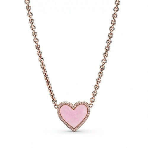 Collar de Cadena Pandora Corazón Espiral 389279C01 Plata 925- Oro 14k Rosa -50cm- Nezmun Import