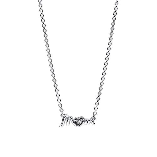 Collar de Cadena Pandora Dije MOM Plateado 392589C01 Plata 925 - 45cm- Sanllo Import