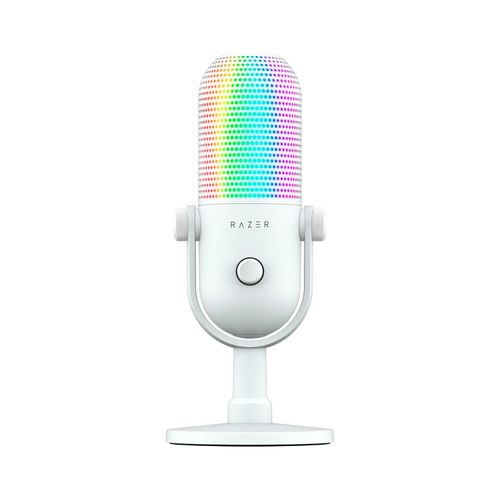 Microfono Gamer Razer Seiren V3 Chroma Usb Streaming Supercardioide C/N Sensor Touch Silent White