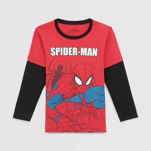 Polo Para Niño Spiderman Manga Larga 4466-A Rojo