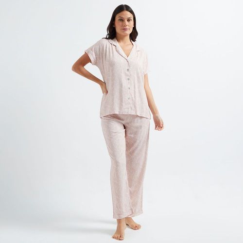 Pijama Manga Corta Mujer Camisera Print Zafin Rosado