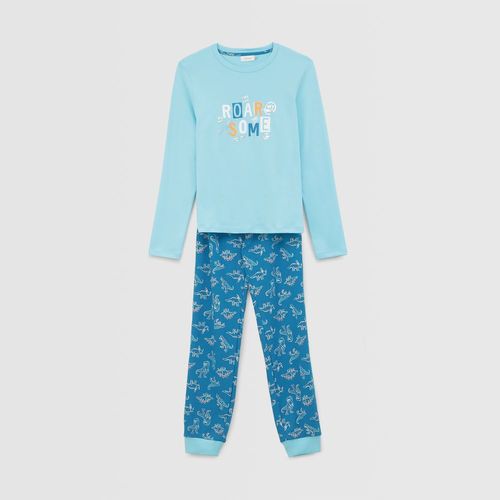 Pijama Para Niño Circus Manga Larga + Pantalon Celeste