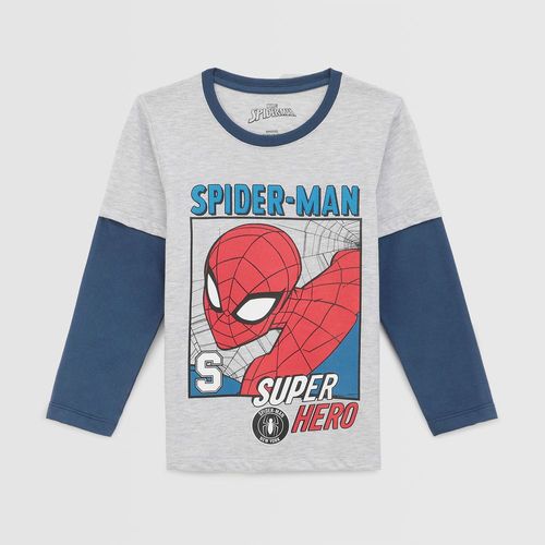 Polo Para Niño Spiderman Manga Larga 4467-A Gris Melange