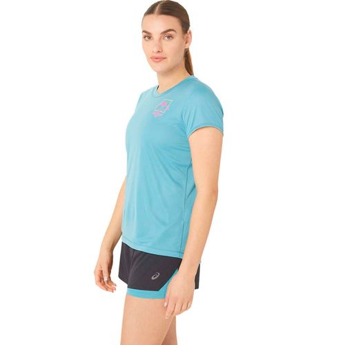 Polo ASICS Fujitrail Logo Ss Top W Gris Blue Mujer