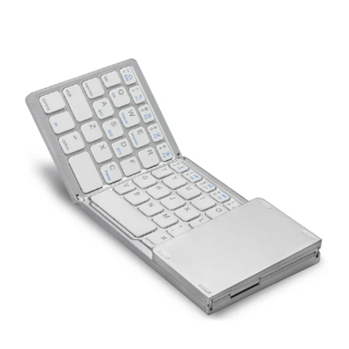 Mini Teclado Inalambrico Bluetooth Plegable con Touchpad Blanco