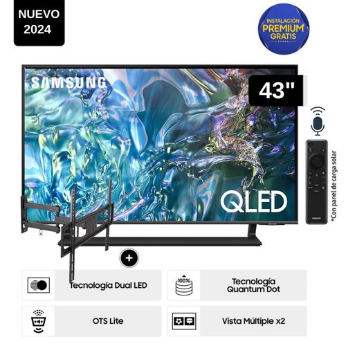 Televisor Samsung QLED Tizen OS Smart Tv 43 4K QN43Q65DAGXPE + Rack Giratorio