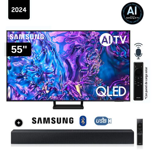 Televisor Samsung QLED 55 Tizen OS Smart Tv 4K 55Q70D + Soundbar HW C400