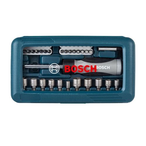 Set 46 Piezas Azul Bosch con Atornillador + Puntas + Dados