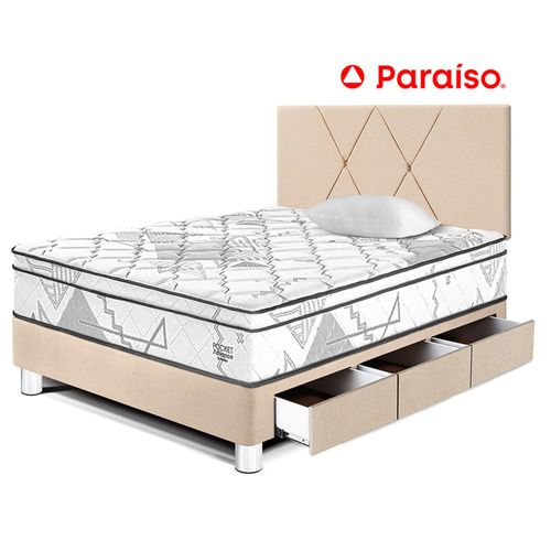 Dormitorio Pocket Advance 1.5 Plazas con Cajones Champagne