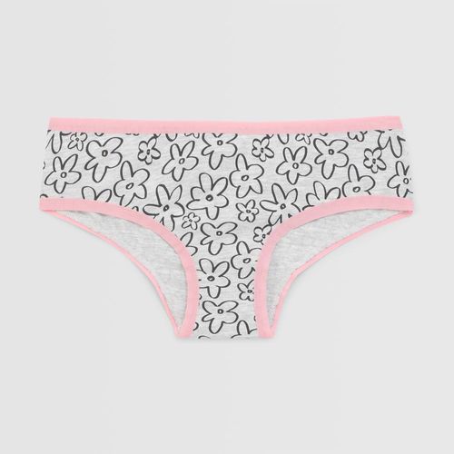 Calzón Hot Pant Mujer Flowers Gris Hypnotic