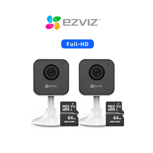 Kit de 2 Cámaras de Seguridad WiFi para interior H1C de Lente Fijo Full HD + Micro SD 64 gb - Ezviz