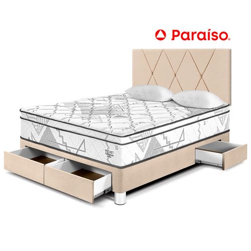 Dormitorio Pocket Advance 2 Plazas con Cajones Champagne