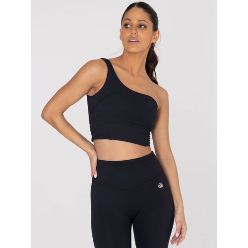 BRA PARA MUJER DEPORTIVO ASYMMETRIC CROP TOP NEGRO BSOUL