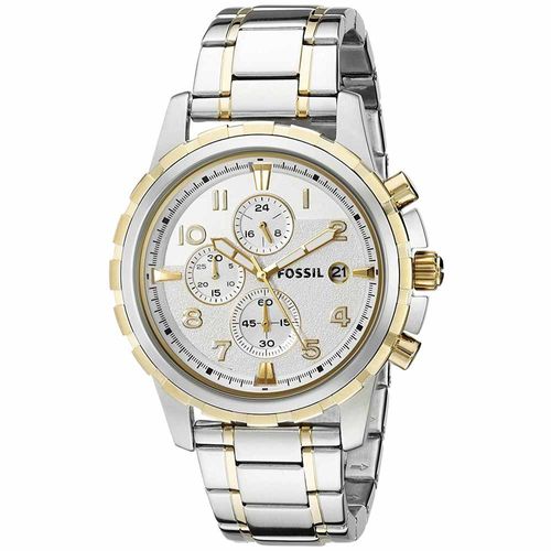 Reloj Fossil Dean FS4795 Fecha Cronómetro Acero Inoxidable Plateado Dorado