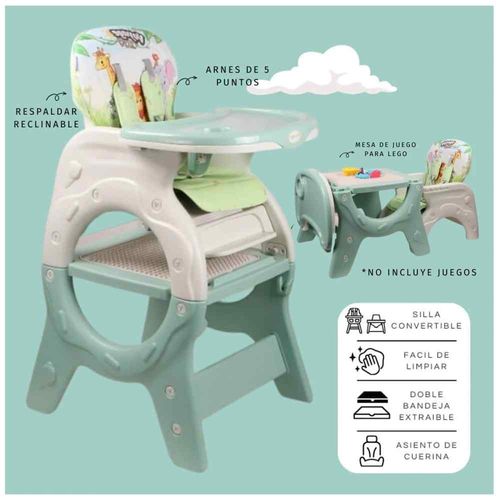 Silla Carpeta 4 en 1 Donna Comedor para Bebes Verde