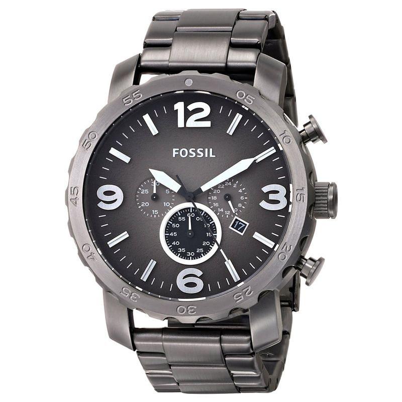 Reloj-Fossil-Nate-JR1437-Fecha-Cronometro-Acero-Inoxidable-Gris-Gunmetal-