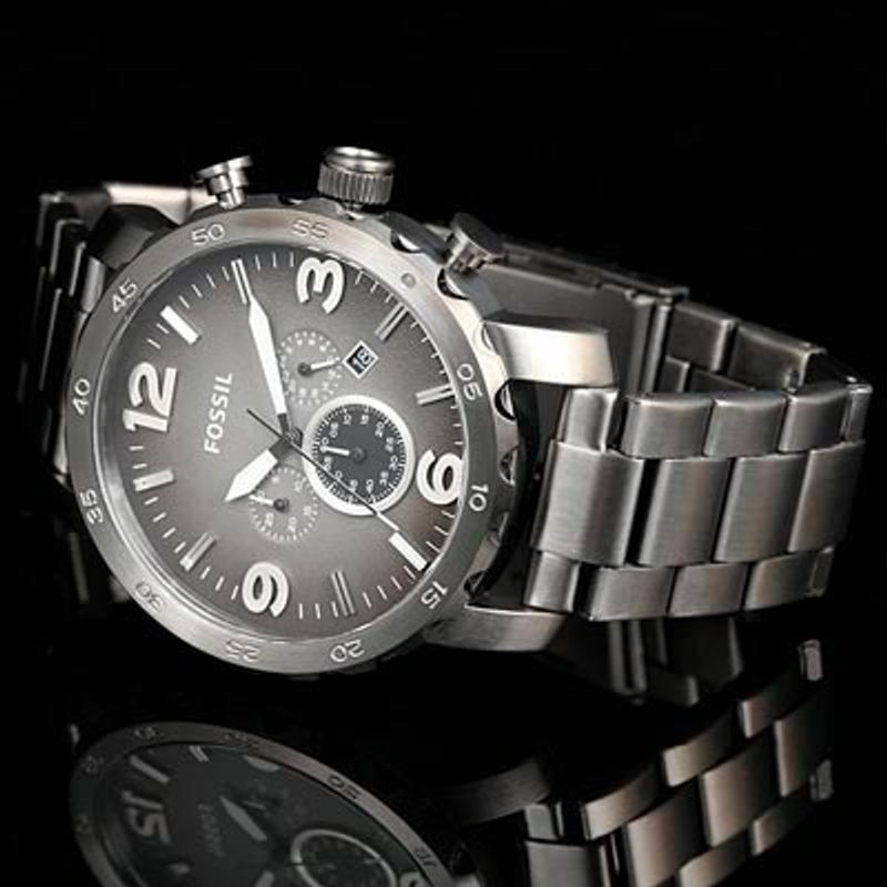 Reloj-Fossil-Nate-JR1437-Fecha-Cronometro-Acero-Inoxidable-Gris-Gunmetal-