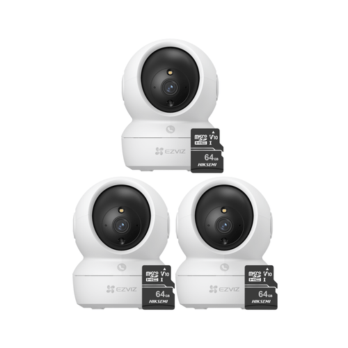 Kit de 3 cámaras de seguridad para interiores H6C Pro Full HD + Micro SD 64gb - Ezviz