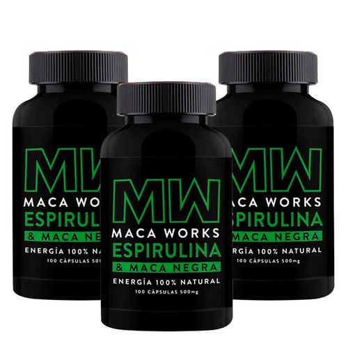 Espirulina y Maca Negra 500 mg Maca Works Pack x 3