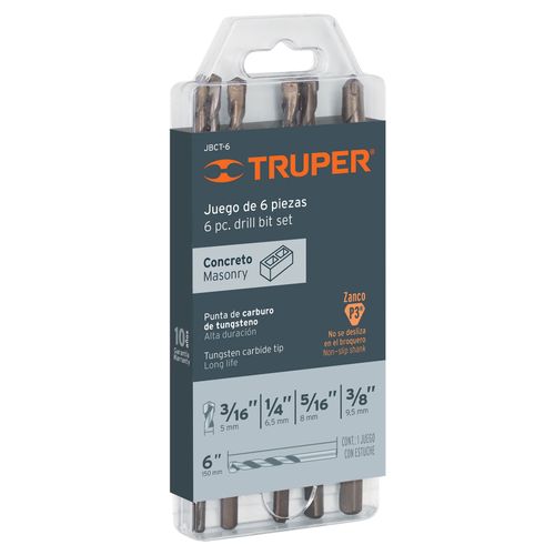 Juego de 6 brocas para concreto Truper