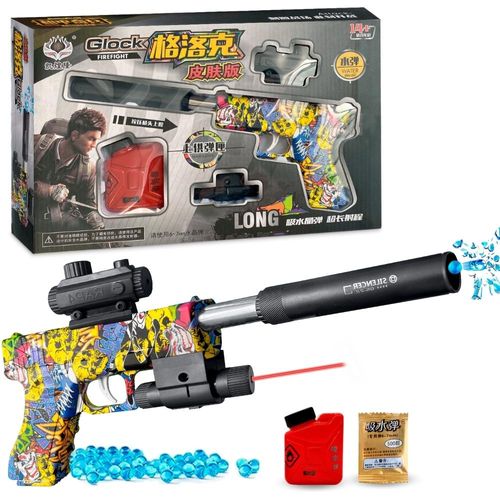 Pistola de Juguete de Hidrogel Modelo Glock Long + 500 Balas GL1
