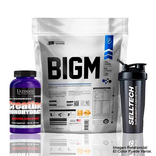 Bigm 3Kg Chocolate+Creatina Ultimate Nutrition 300gr+Shaker