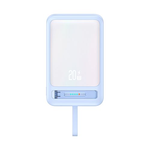 Batería Portátil Inalámbrico Magsafe  10,000MAH + Soporte + Cable Type-C Celeste