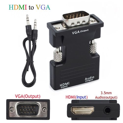 Adaptador Convertidor HDMI a VGA  Audio 3.5 mm HD 1080p