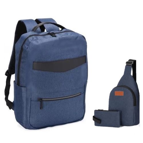 Mochila Morral Pack 3 en 1 Antirrobo Impermeable Porta Laptop Usb Azul 4.0