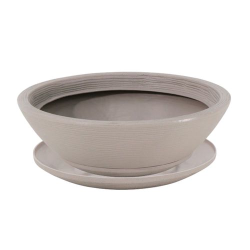 Maceta Indi Concreto 40x13cm con plato Tramontina