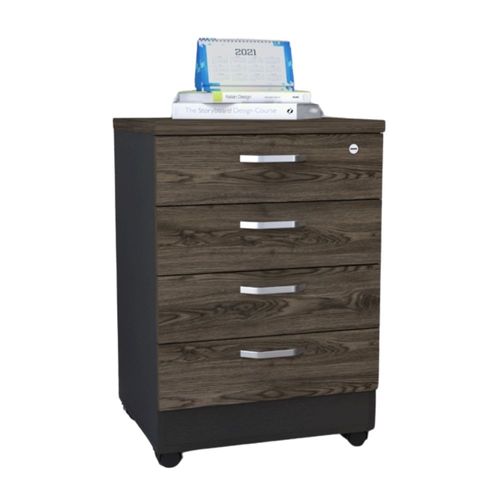 Archivador 4 Cajones Home Office Negro Coñac Tuhome