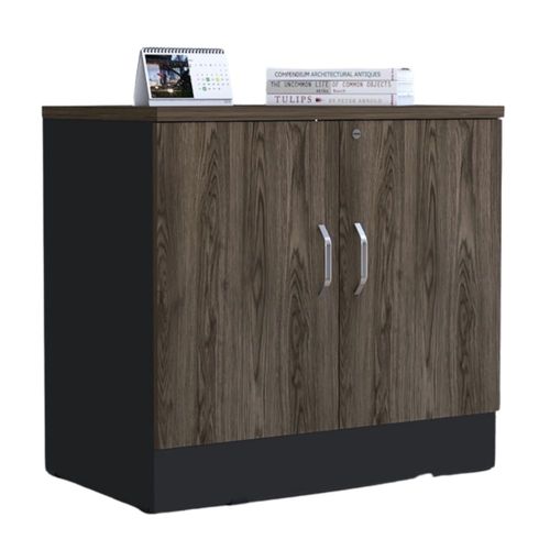 Archivador 2 Puertas Home Office Negro Coñac Tuhome