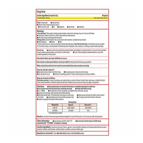 Suspensión Tylenol para niños Sabor cereza 60 mg