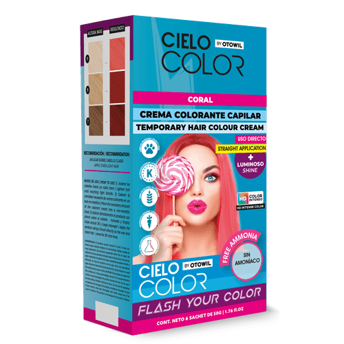 Tinte Fantasía Cabello Cielo Color CORAL Sobre 50gr OTOWIL