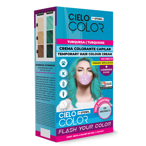 Tinte Fantasía Cabello Cielo Color TURQUESA Sobre 50gr OTOWIL