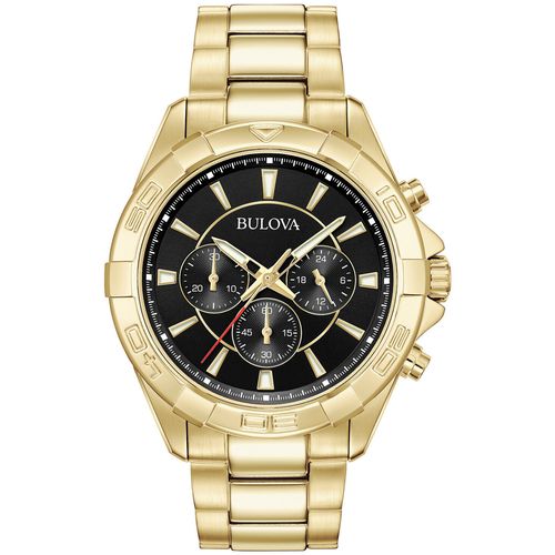 Reloj Bulova 97A139 para Hombre Cronometro Acero Inoxidable Dorado Dial Negro