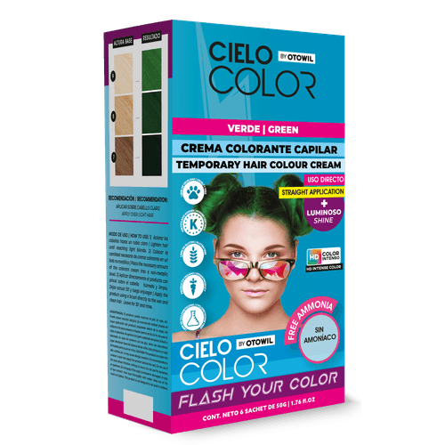 Tinte Fantasía Cabello Cielo Color VERDE Sobre 50gr OTOWIL