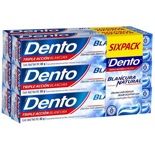 Pasta Dental Dento Blancura Natural Sixpack 80g