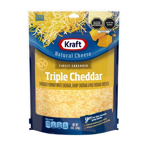 Mezcla Rallada de Queso Triple Cheddar KRAFT Paquete 226g